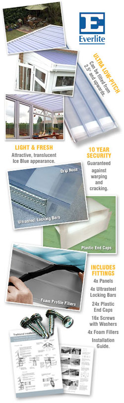 4 x 2M EVERLITE ROOF PANELS CONSERVATORY CARPORT UPVC
