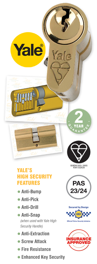 Yale Kitemarked Euro Cylinder Anti-Bump High Security Lock