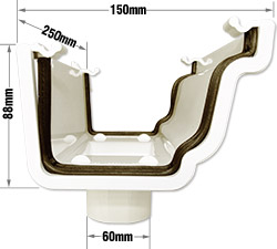 Marshall Tufflex RWKO1 Gutter Running Outlet dimensions